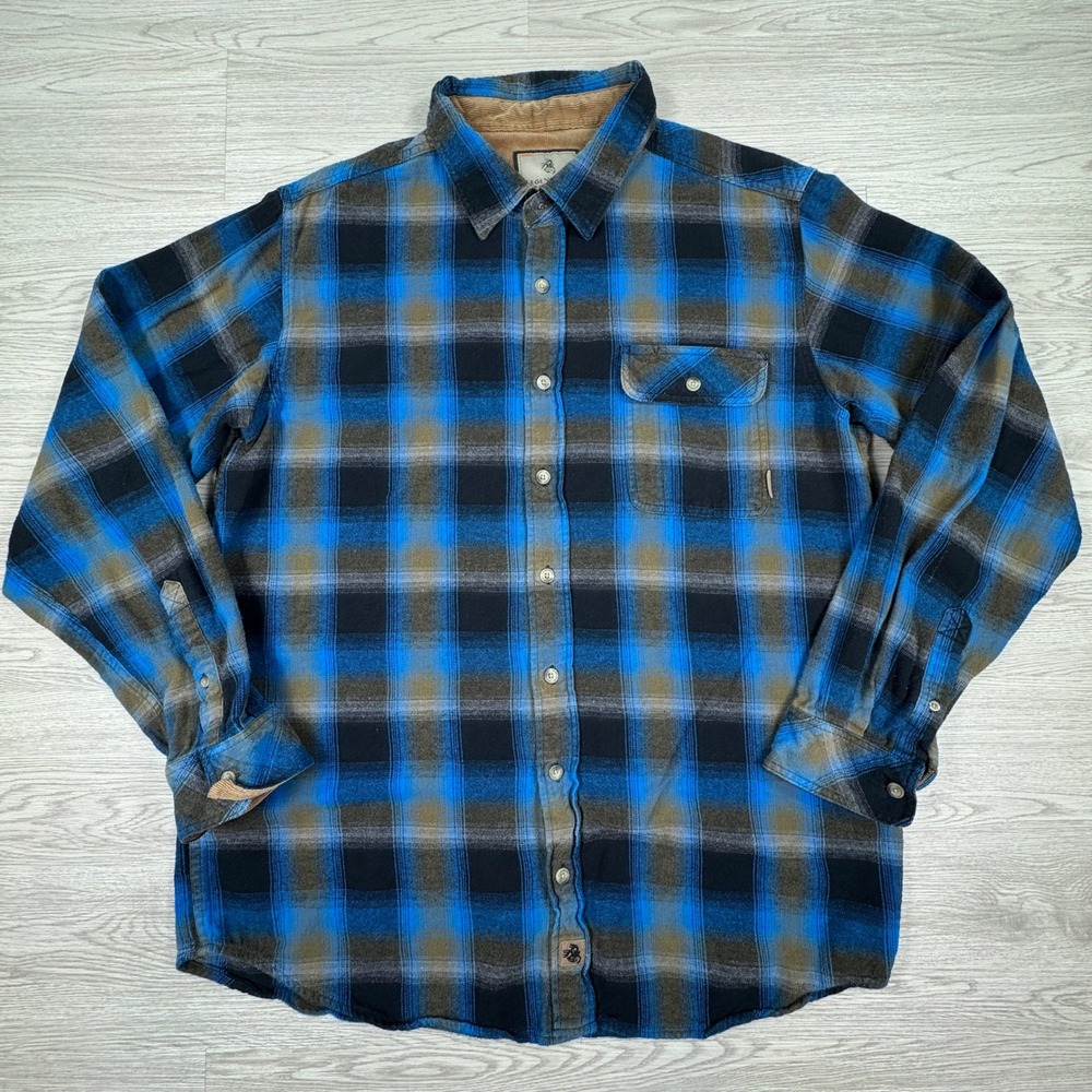 Legendary Whitetails Men's Flannel Shirt Blue Plaid XLT Long Sleeve Button